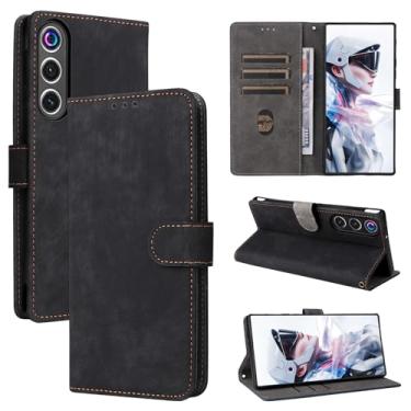 Imagem de Pzwoxukhov Capa compatível com ZTE Nubia RedMagic 10 Air, compatível com ZTE Nubia RedMagic 10 Air, couro PU, capa flip preta
