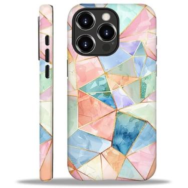 Imagem de WANKBLC Capa brilhante para iPhone 16 Pro para meninas e meninos, design de corpo inteiro, silicone macio, proteção contra arranhões, estampa moderna, mosaico colorido