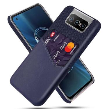 Imagem de Capa para Asus Zenfone 8 Flip,Tela e tampa de couro PU,Antideslizante,360°cobertura completa à prova de choque com 1 slot de cartão atrás,Prevenção de queda-Blue