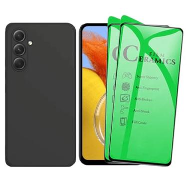 Imagem de Capa Protetora Aveludada + 2 Películas de Proteção em Cerâmica Anti-Impacto para Samsung Galaxy M14, Preto