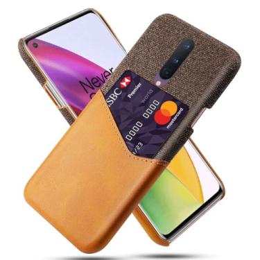 Imagem de Capa para Oneplus 8,Tela e tampa de couro PU,Antideslizante,360°cobertura completa à prova de choque com 1 slot de cartão atrás,Prevenção de queda-Brown
