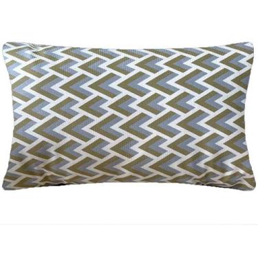 Imagem de Almofada Retangular Áustria Chevron Verde Musgo e Bege Sued Premium 50