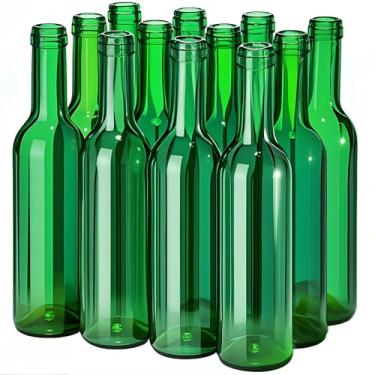 Imagem de Rtteri 24 garrafas de vinho coloridas decorativas de 375 ml, garrafas de vidro vazias para flores, decoração de casamento, peça central, lembrancinha de festa de Natal, artesanato DIY (verde)