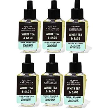 Imagem de Bath and Body Works, pacote com 6, chá branco e sálvia (24 ml), refil de fragrância Wallflowers