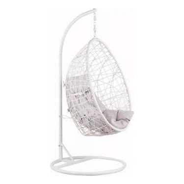 Imagem de Cadeira De Balanço Suspensa Oval Suporte Rattan Até 120kg