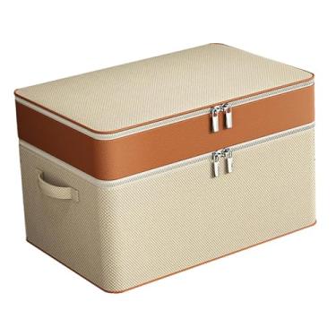 Imagem de Ｂｅｓｇａ Bolsa de Armazenamento Dobrável para Colchas, Caixa de Armazenamento de Brinquedos com Alça, Organizadora, Multifuncional, para Guardar Roupas E Cober, 2 camadas 54x40x35cm, Tamanho real