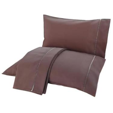 Imagem de Jogo de Cama Casal 3p Lençol sem Elástico + Fronha 100% Algodão Percal