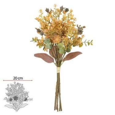 Imagem de BUQUE MAMONA RAMALHETE MISTO X6 (AMARELO) 36cm - Flor Arte