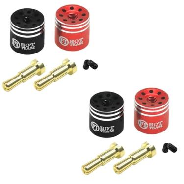 Imagem de HOT TEAM Aluminum Heatsink Bullet Plug Grips with 5mm Bullets with Hole (Black/Red) 2set (4-5mm)