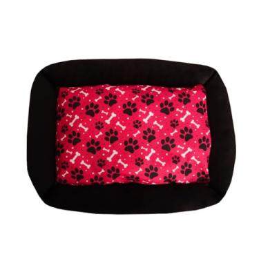 Imagem de Cama Caminha Pet Cachorro Gato Lavável Com Ziper e Colchonete Média 70 x 50 cm Grande 100 x 87 cm (Preto Ossinho Pink, Médio)