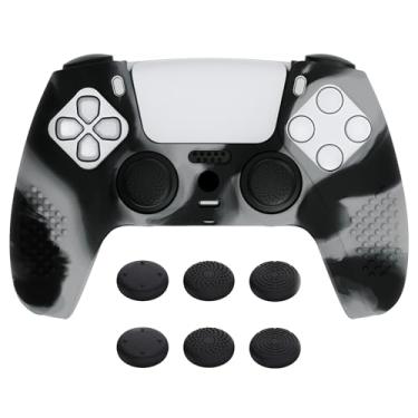 Imagem de eXtremeRate Capa De Silicone Antiderrapante Playvital 3D Studded Edition Para Controle Ps5, Protetora Borracha Macia Sem Fio Com Capas Apoio Polegar - New Hope Cinza E Preto