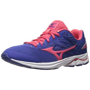Imagem de Mizuno Tênis de corrida infantil unissex Wave Rider 20, Deep Ultra Marine/Paradise Rosa/Branco, 6.5 Big Kid