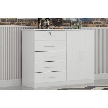 Imagem de Cômoda De Quarto Space C- 2 Portas E 5 Gavetas Neve - Novo Horizonte