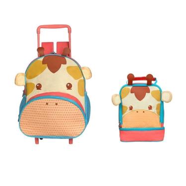 Imagem de Mochila Rodinha Infantil Girafa + Lancheira Térmica Escolar