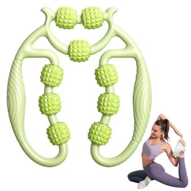 Imagem de Ferramenta de massagem celulite 9 rodas manual 3D ponto de pressão rolo de massagem nas pernas, multifuncional, ajustável, antiderrapante, massageador de perna para coxas, nádega, pescoço, braço e