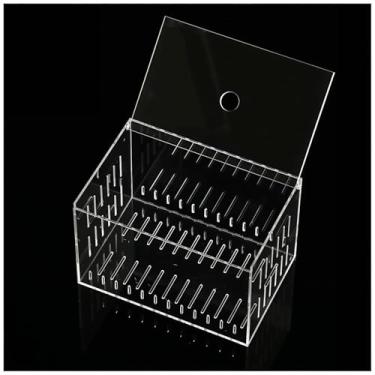 Imagem de Caixa de isolamento de aquário de acrílico 15 x 10 x 10 cm - sem montagem - incubatório de reprodução de visão clara com ventosas e kit de alimentação (alimentador de peixe - pipeta incluída