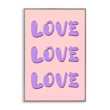 Imagem de Stupell Industries Design de arte giclée emoldurado cinza Love Bubble Lettering por Pooja Dave, 76 x 50 cm