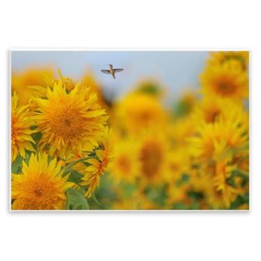 Imagem de Stupell Industries Design de arte de parede Happy Beija-flor e girassóis por Carrie Ann Grippo-Pike, 33 x 48 cm