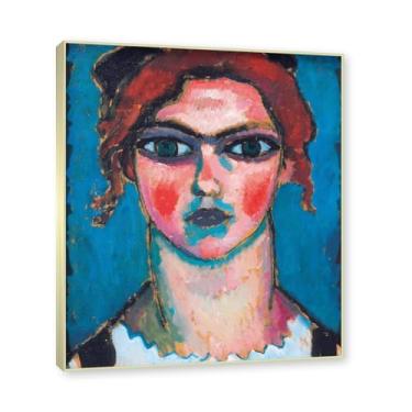 Imagem de NHLDZYH Moldura de champanhe. Impressões de arte Alexej von Jawlensky - Pintura de retrato - (olho verde) - Pôster de decoração de parede vintage. 40 x 48 cm - 15,7 x 18,9 pol