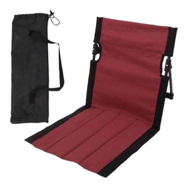Imagem de Baoblaze Cadeira dobrável para acampamento com encosto, confortável, fácil de transportar, assento de chão, cadeira dobrável para viagem, jardim, banhos de sol, Vermelho Escuro