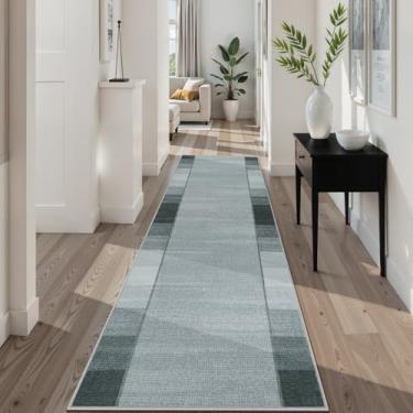 Imagem de Uphome Corredores modernos para corredores, tapetes laváveis de 6 x 20 cm, antiderrapante, resistente a manchas, ombré, geométrico, entrada, tapete baixo, tapete macio para corredor, quarto, banheiro