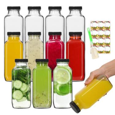 Imagem de Garrafas de vidro AuroTrends 360ml com tampas, pacote com 12 unidades 