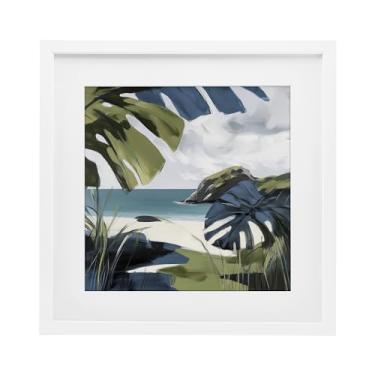 Imagem de Stupell Industries Impressão emoldurada branca Tropical Island Vibes sob vidro por Elara Yasna, 40,6 x 40,6 cm