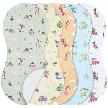 Imagem de SmoothNovelty Pacote com 5 panos macios absorventes de musselina para recém-nascidos 48 x 23 cm, panos de cuspir para meninos e meninas, conjunto de presentes para chá de bebê recém-nascido (dragão)