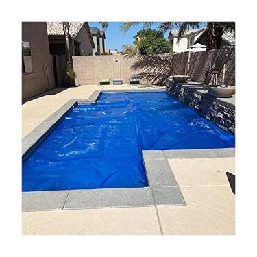 Imagem de Cobertura de piscina de verão aquecedores de piscina com ilhós para piscinas enterradas acima do solo capas de piscina solares retangulares resistentes lona flutuante