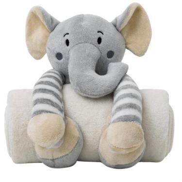 Imagem de Cobertor Manta Bebê Bichinho Pelucia Elefantinho Cinza Anti Alergico M