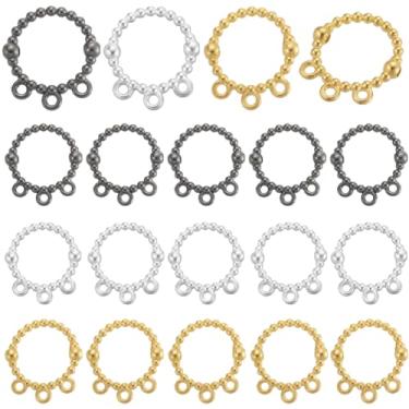 Imagem de SUNNYCLUE 1 caixa, 90 peças, 3 cores, moldura de contas, conector de moldura de metal, contas a granel, ouro, prata, preto, alumínio, redondo, anel, berloque, espaçadores com 3 furos para fazer joias