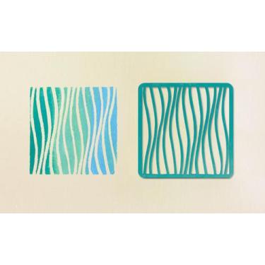 Imagem de Stencil Ondas Para Pintura e Confeitaria 14cm x 14cm - Embody 3d