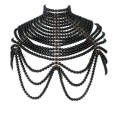 Imagem de YWCUTE Sutiã De Pérola Sexy Feminino Com Corrente Ombro, Biquíni Praia Para Dança, Moda Halloween, Corporal (W-1228) (B-1228)