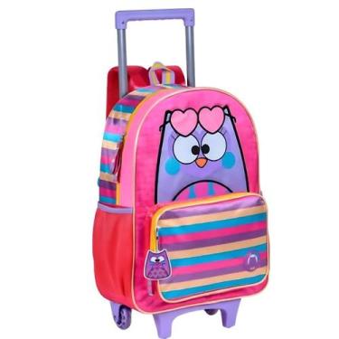 Imagem de Mochila Bubu Escolar Rodinha Corujinha Infantil G Chaveiro - Clio