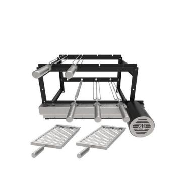 Imagem de A3 Grill Tradicional Black - Motor Giratório para 4 Espetos + 2 Grelha