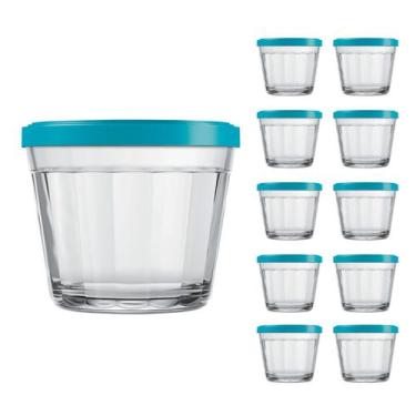 Imagem de Pote Vidro Americano C/Tampa Cores Cereal Bolacha 150ml 10Un - NADIR F