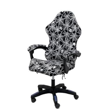 Imagem de ACOFRR Capas para cadeira de jogos, capas elásticas removíveis laváveis para computador reclináveis para cadeira de jogos com capa para apoio de braço (sem cadeiras) (Halloween-Spider Web02)