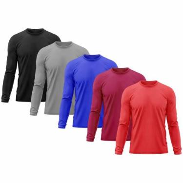 Imagem de Kit 5 Camisetas Masculina Térmica Proteção Solar UV  50/ Praia Treino 