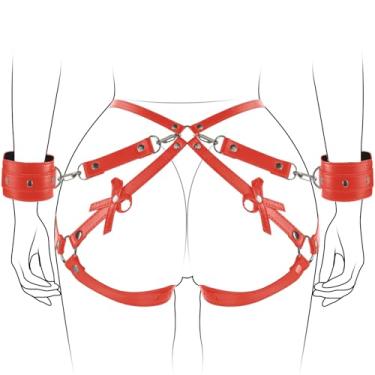 Imagem de Widesen Kit BDSM de bondage sexual, conjuntos de restrições com algemas cinta sexual na cintura da coxa, cintos de arreio corporal, brinquedos sexuais adultos para homens e mulheres jogos SM