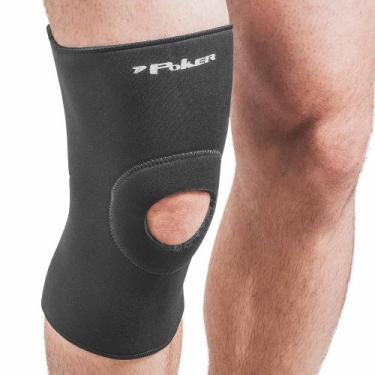 Imagem de Joelheira Neoprene Longa C/ Orifício e Reforço 06479 - Poker, Preto, M
