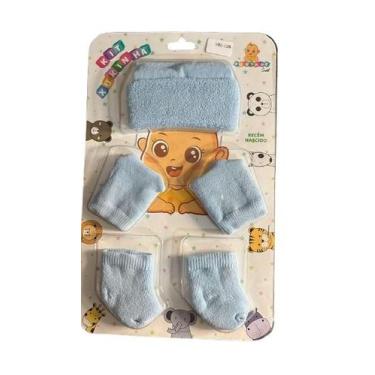 Imagem de Kit Touca Luva E Meia Bebê Saída Maternidade Recém Nascido - Xukinha S