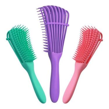 Imagem de Escova Pente Polvo Para Cabelo Cacheado Crespo Desembaraça - Mega Plan