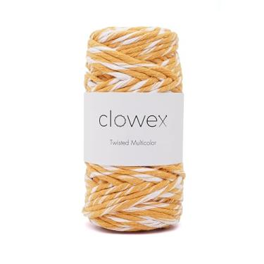 Imagem de Clowex Cordão de macramê penteado de algodão multicolorido de 5 mm, fio de macramê colorido arco-íris, fio de macramê de algodão variegado macio multicolorido, 87 m x 5 mm, fio decorativo para