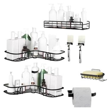 Imagem de Kit 2 Suporte De Parede Com Adesivo Sabonete Shampoo Condicionador E Cozinha E Lavanderia(7 PRATELEIRAS)