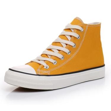 Imagem de CullForYou Tênis feminino colorido de cano alto, Amarelo/branco., 7.5