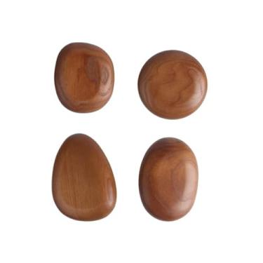 Imagem de mutoogo Conjunto de 4 peças de gancho para casaco de madeira maciça de freixo - gancho de parede colorido de nogueira para roupas, cabideiro, porta de parede, gancho de toalha de entrada