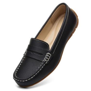 Imagem de Sapatos KORDAL Penny Loafers femininos de couro preto tamanho 10,5 EUA