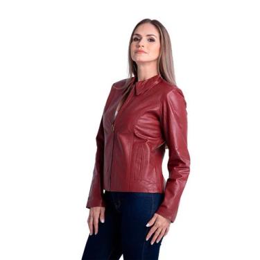 Imagem de Casaco de Couro de Zíper Vermelho - Parra Couros, G
