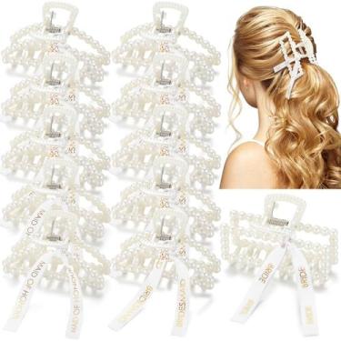 Imagem de Clipes de cabelo Hotop Bridesmaid Pearl com fita de 8 cm 11 unidades