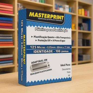 Imagem de Plástico para Plastificação Masterprint 125 Micras 80x111mm  100 Folha